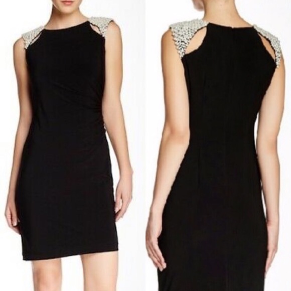 Adrianna Papell Dresses & Skirts - Adrianna Papell Black Cocktail Dress w/ Pearls